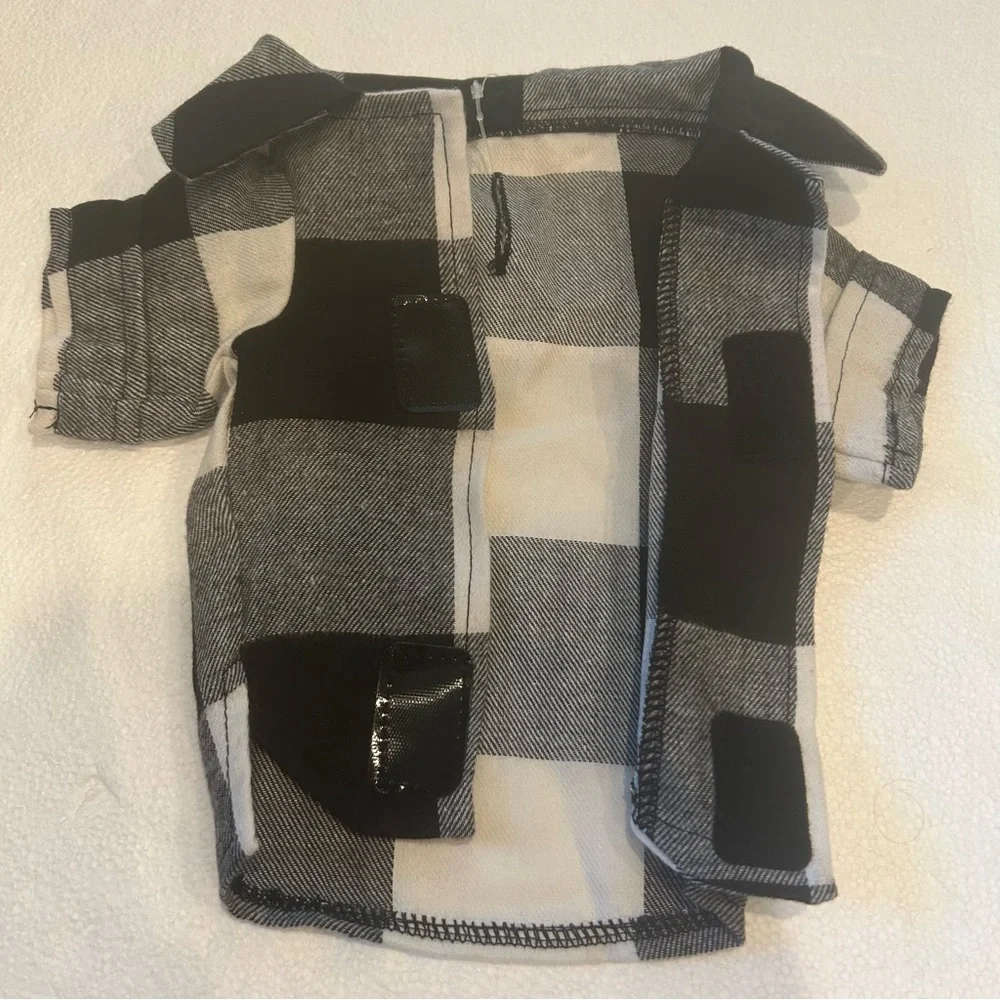 Old Navy NWT buffalo plaid black white dog shirt